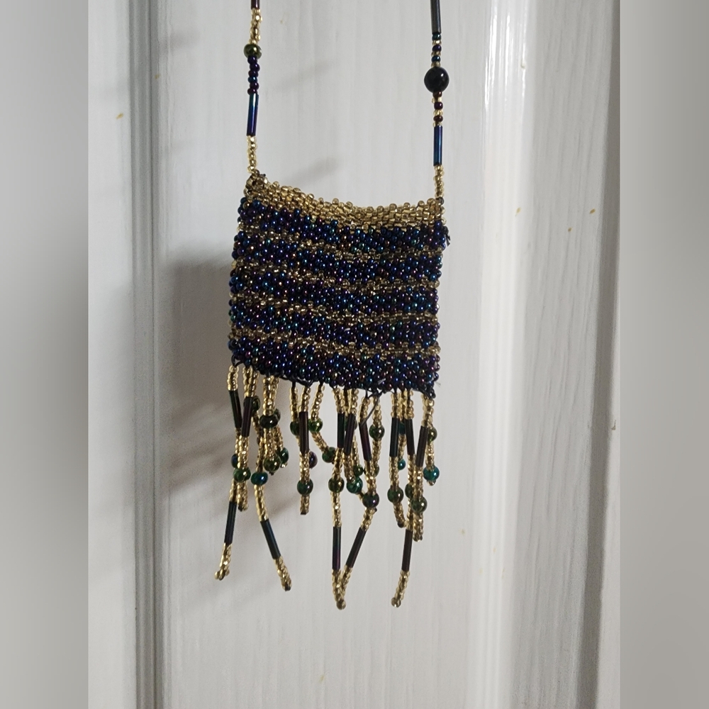 Beaded Fringe Necklace Pouch